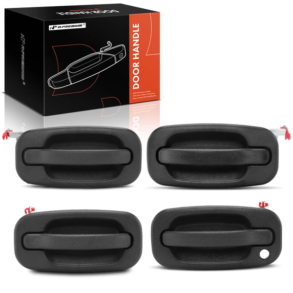 4 Pcs Front & Rear Textured Black Exterior Door Handle for 2004-2006 GMC Sierra 1500