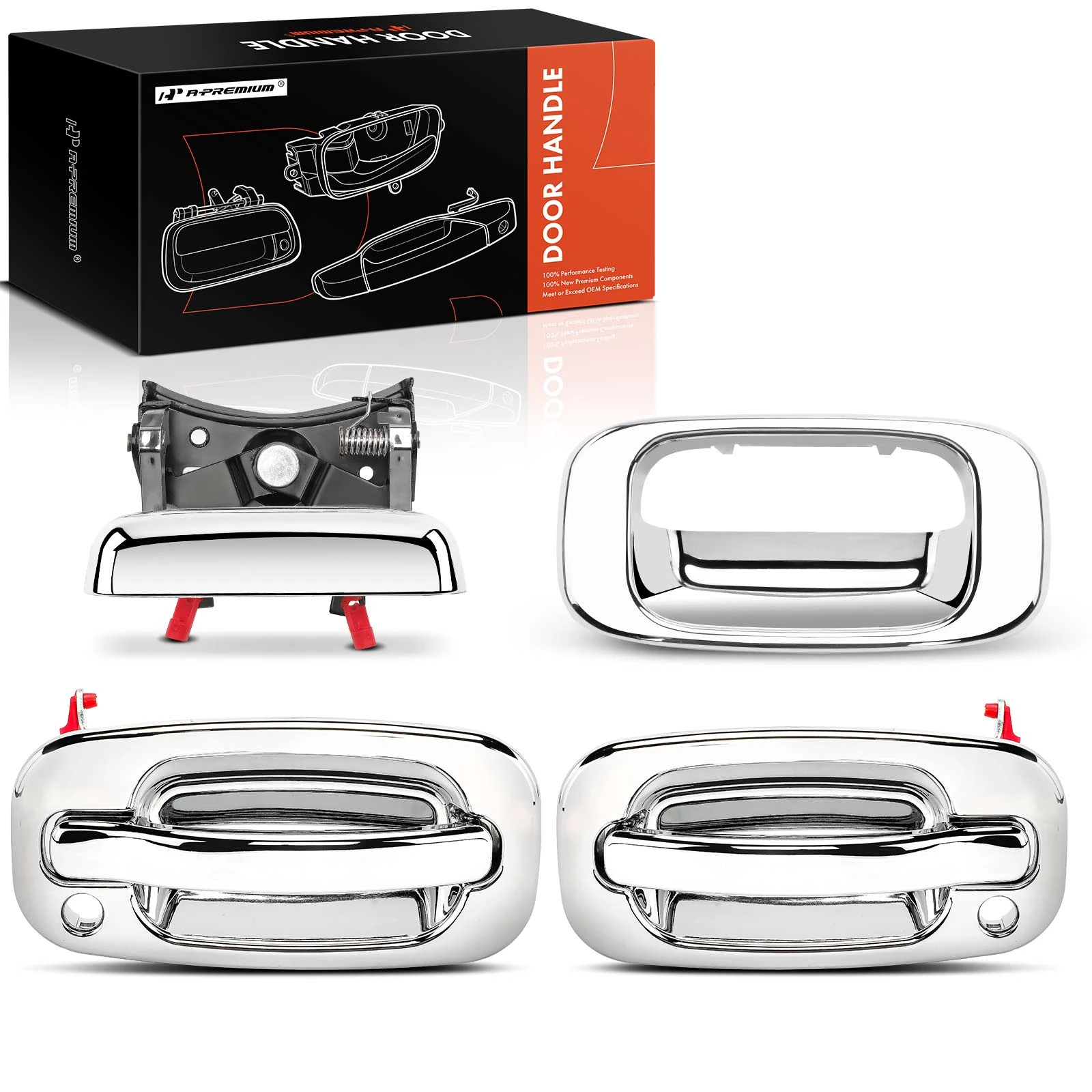 The A-premium 4 Pcs Front Door & Rear Tailgate Chrome Exterior Door Handle for Chevy Silverado GMC Image 