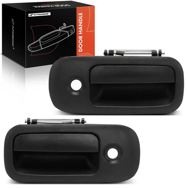 2 Pcs Front Black Exterior Door Handle with Key Hole for Chevy Express GMC Savana