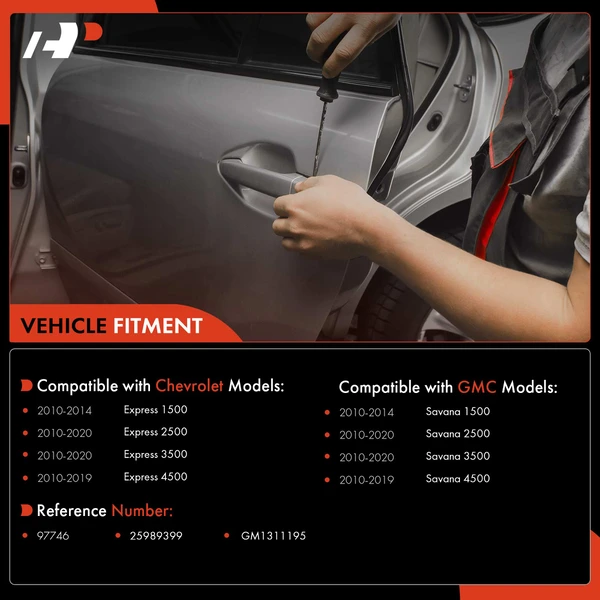 Front Passenger Black Exterior Door Handle with Key Hole for Chevy Express GMC