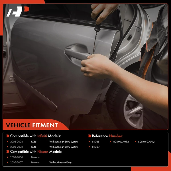 2 Pcs Front Chrome Exterior Door Handle for Nissan Murano INFINITI FX35 FX45