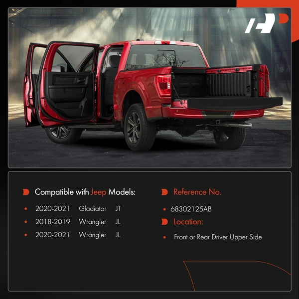 Front or Rear Driver Upper Door Hinge for Jeep Wrangler 2018-2021 Gladiator