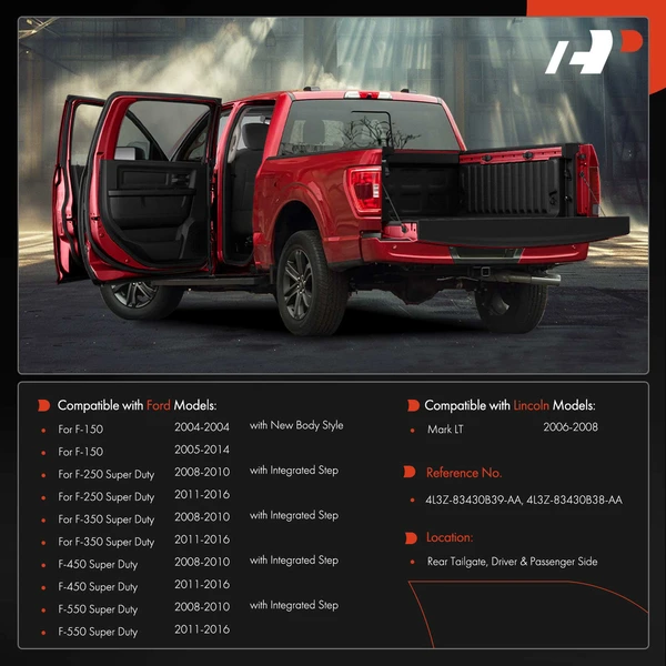 2 Pcs Driver & Passenger Tailgate Hinge Roller for Ford F-150 2004-2014 F-250 F-350 Super Duty