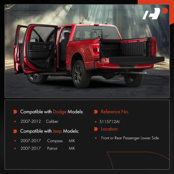 Front or Rear Passenger Lower Door Hinge for Dodge Caliber 07-12 Jeep Compass