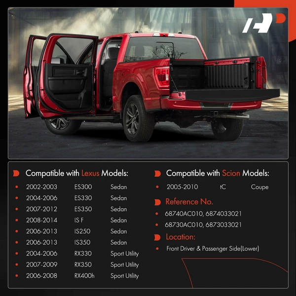 2 Pcs Front Driver & Passenger Lower Door Hinge for Toyota Camry RAV4 Tacoma Lexus