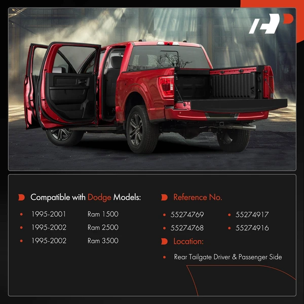 2 Pcs Rear Tailgate Hinge for Dodge Ram 2500 3500 1995-2002 Ram 1500