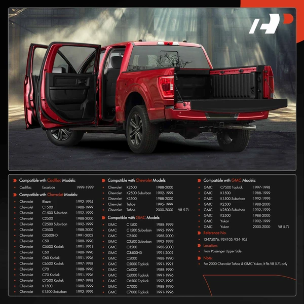 Front Passenger Upper Door Hinge for GMC Yukon 1992-2000 C1500 1988-1999 C2500