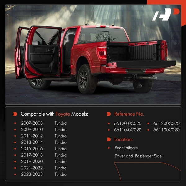 2 Pcs Rear Silver Tailgate Hinge for Toyota Tundra 2007-2023