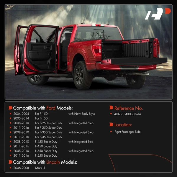 Passenger Tailgate Hinge Roller for Ford F-150 04-14 F-250 Super Duty Lincoln