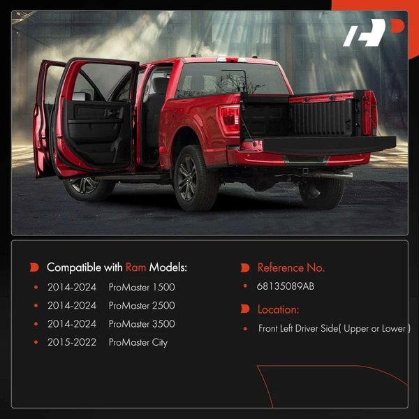 Front Driver Upper or Lower Door Hinge for Ram ProMaster 1500 2500 3500 City