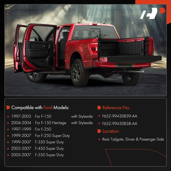 2 Pcs Driver & Passenger Tailgate Hinge Roller for Ford F-150 97-03 F-250 350 Super Duty