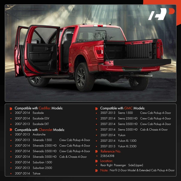 Rear Passenger Upper Door Hinge for Chevy Silverado 1500 07-13 GMC Yukon Cadillac