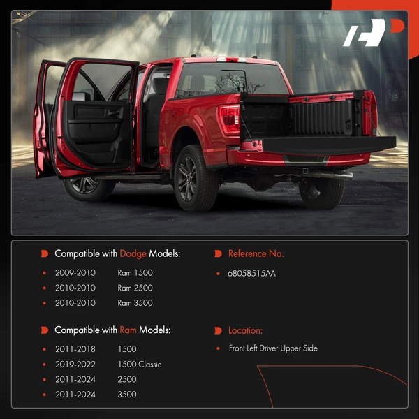 Front Driver Upper Door Hinge for Ram 1500 2011-2018 Dodge Ram 2500 3500