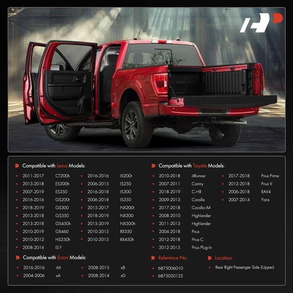 Rear Passenger Upper Door Hinge for Toyota Camry RAV4 Corolla Lexus Scion