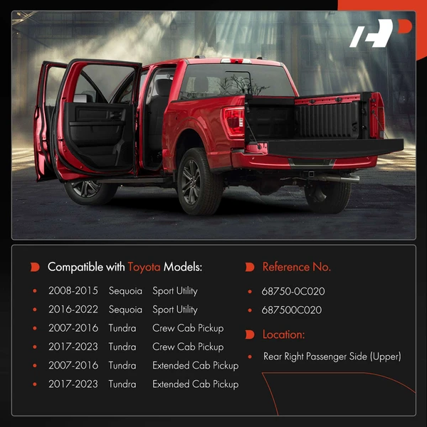 Rear Passenger Upper Door Hinge for Toyota Tundra 2007-2023 Sequoia 2008-2022