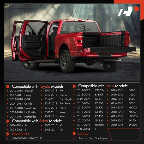 Rear Driver Upper Door Hinge for Toyota Camry RAV4 Corolla C-HR Lexus Scion