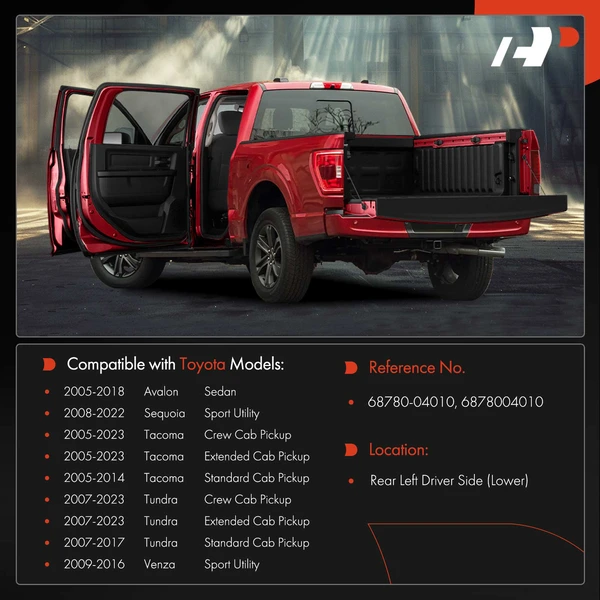 Rear Driver Lower Door Hinge for Toyota Tacoma Tundra 07-23 Avalon Sequoia Venza