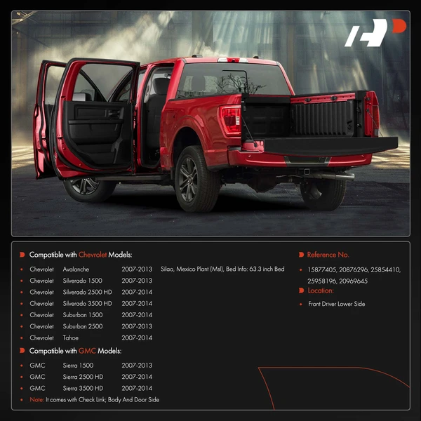 Front Driver Lower Door Hinge for Chevrolet Silverado 1500 2007-2013 Silverado 2500 HD