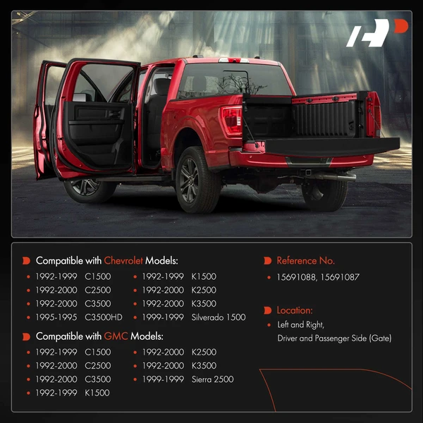 2 Pcs Driver & Passenger Gate Tailgate Hinge for Chevrolet C1500 C2500 C3500 K1500 K2500