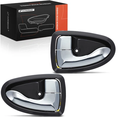 2 Pcs Front & Rear Chrome & Gray Interior Door Handle