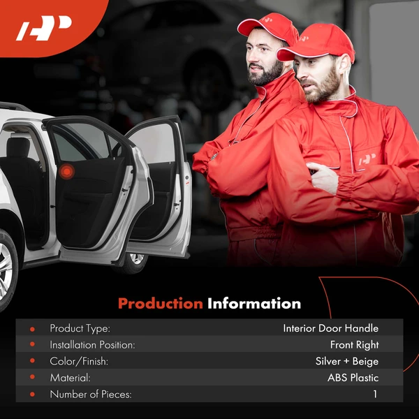 Front Passenger Silver & Beige Interior Door Handle for Honda Civic 2012-2015