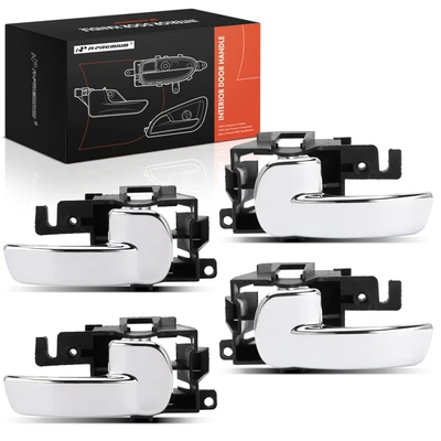4 Pcs Front & Rear Chrome Lever & Black Housing Interior Door Handle