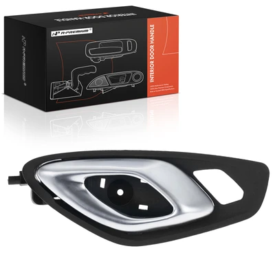 Front Driver Silver Lever & Black Housing Interior Door Handle