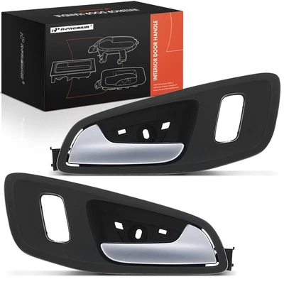 2 Pcs Front Satin Chrome Black Interior Door Handle