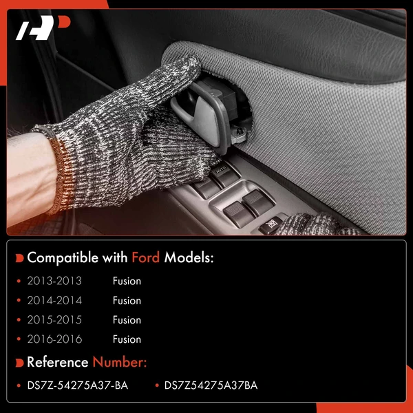 Rear Driver Silver Lever & Gray Housing Interior Door Handle for Ford Fusion