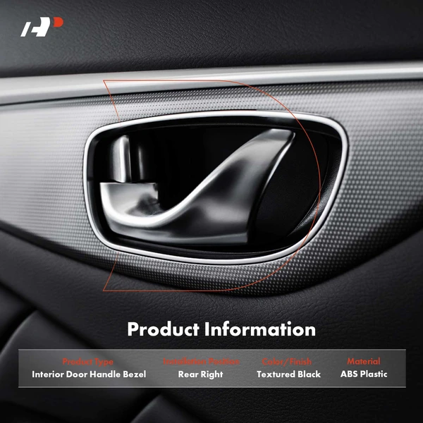 Rear Passenger Textured Black Interior Handle Bezel for Oldsmobile Bravada 02-04