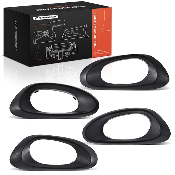 4 Pcs Front & Rear Texture Black Interior Door Handle Bezel for Chevy
