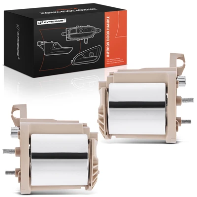 2 Pcs Front Beige & Chrome Interior Door Handle