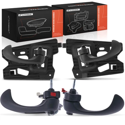 4 Pcs Front & Rear Black Interior Door Handle