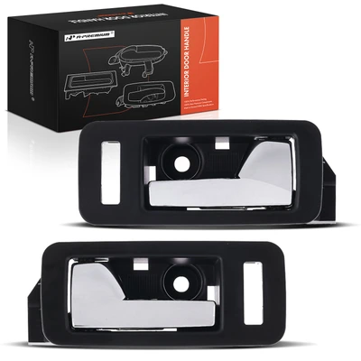2 Pcs Front Black & Chrome Interior Door Handle