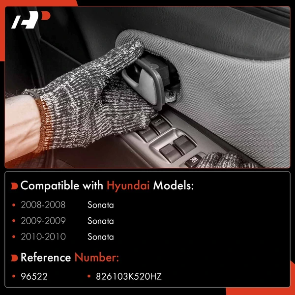 Front Driver Matte Black Interior Door Handle for Hyundai Sonata 2008-2010