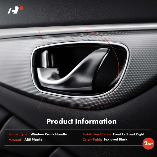 2 Pcs Front Texture Black Window Crank Handle for Ford F-150 F-250 Super Duty