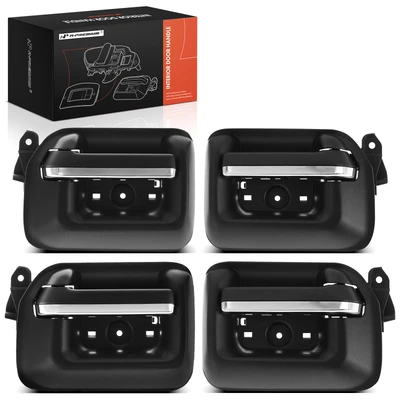 4 Pcs Front & Rear Black & Chrome Interior Door Handle