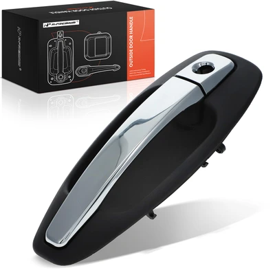Chrome Lever & Black Housing Exterior Door Handle