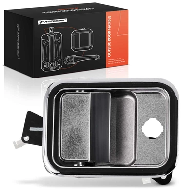 Front Driver Chrome & Black Exterior Door Handle with Keyhole