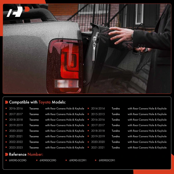 Rear Tailgate Texture Black Handle with Keyhole for Toyota Tacoma 16-23 Tundra