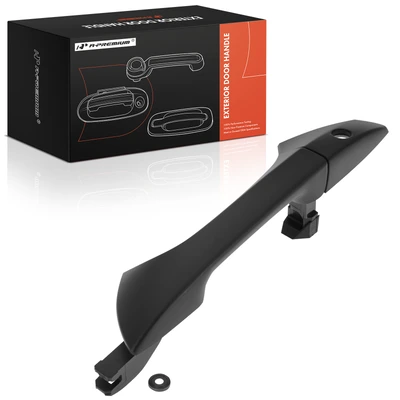 Front Driver Black Exterior Door Handle & Cover with Keyhole
