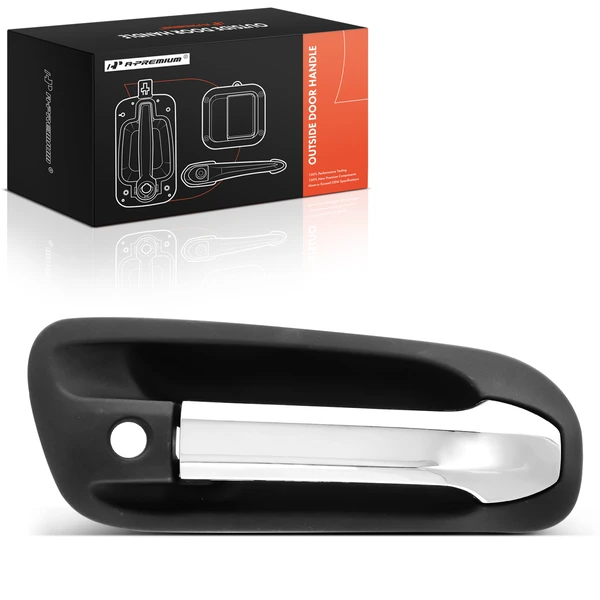 Front Passenger Chrome Black Exterior Door Handle with Keyhole for 2014-2019 Peterbilt 567