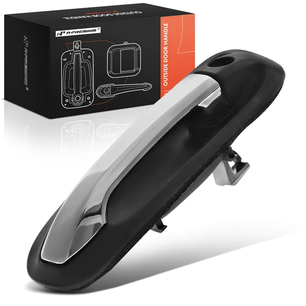 Front Driver Chrome Black Exterior Door Handle with Keyhole for 2014-2019 Peterbilt 567