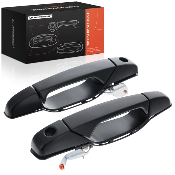 2 Pcs Front Black Exterior Door Handle with Keyhole for 2007-2013 GMC Yukon