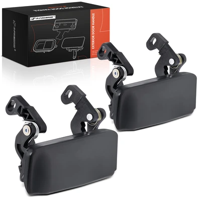 2 Pcs Front Smooth Black Exterior Door Handle