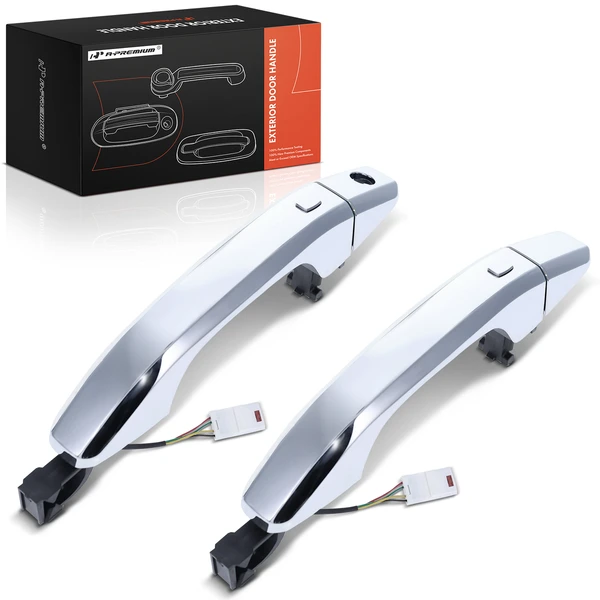 2 Pcs Front Chrome Exterior Door Handle & Cover for 2019-2024 Chevrolet Silverado 1500