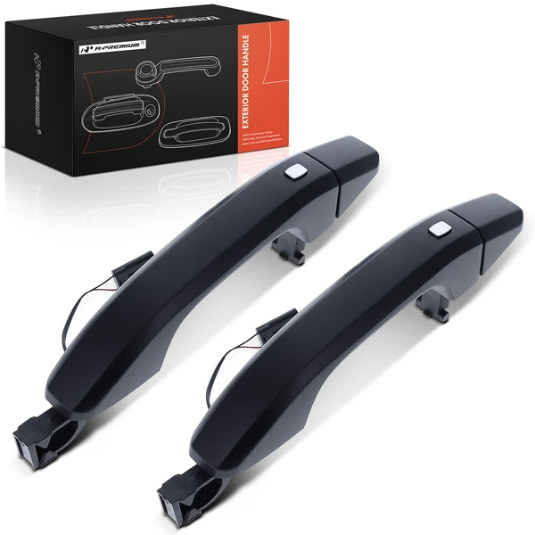 2 Pcs Black Exterior Door Handle & Cover for 2020-2023 GMC Sierra 2500 HD