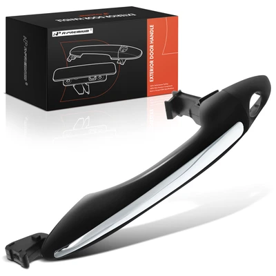 Front Driver Black & Chrome Exterior Door Handle with Keyhole