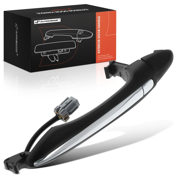 Front Passenger or Rear Passenger Black & Chrome Exterior Door Handle with LED for Kia Forte