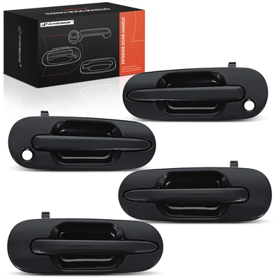 4 Pcs Front & Rear Smooth Black Exterior Door Handle